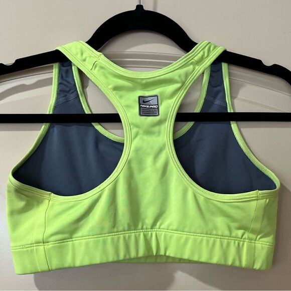 NIKE PRO Victory Compression Sports Bra Neon Yellow Women’s Size Small - Picture 2 of 6